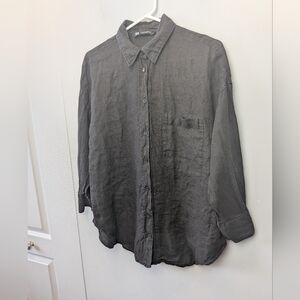 ZARA Black Women Blouse 100% Linen Size S Loose Fit Lightweight Spring Basic